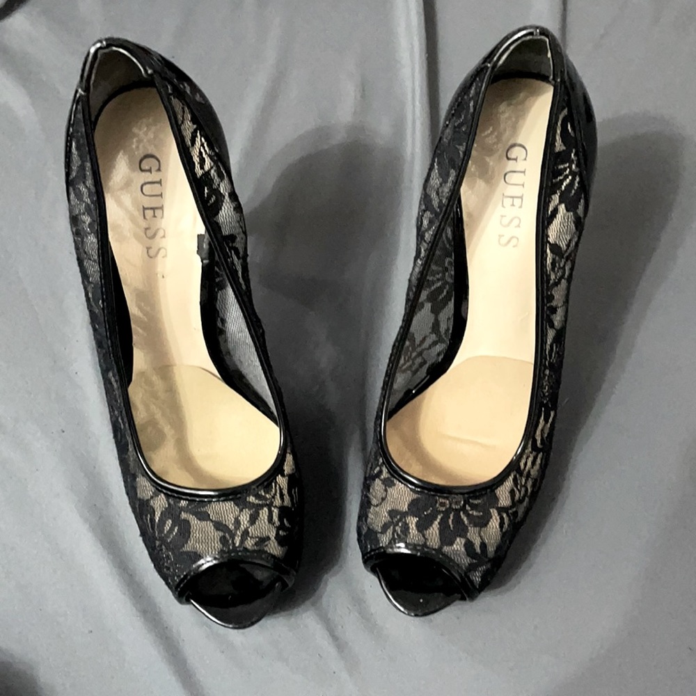 GUESS Black Lace High Heels